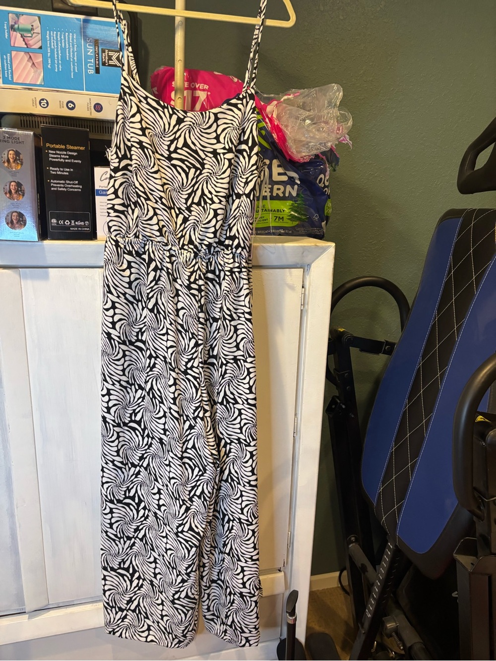 Black & White Printed Spaghetti Strap Jumpsuit